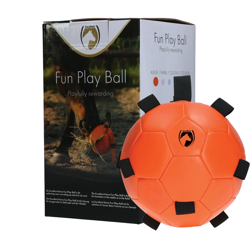Palla gioco per cavalli con elastici, 19 cm, arancione – Excellent Horse Fun Play Ball - immagine 1
