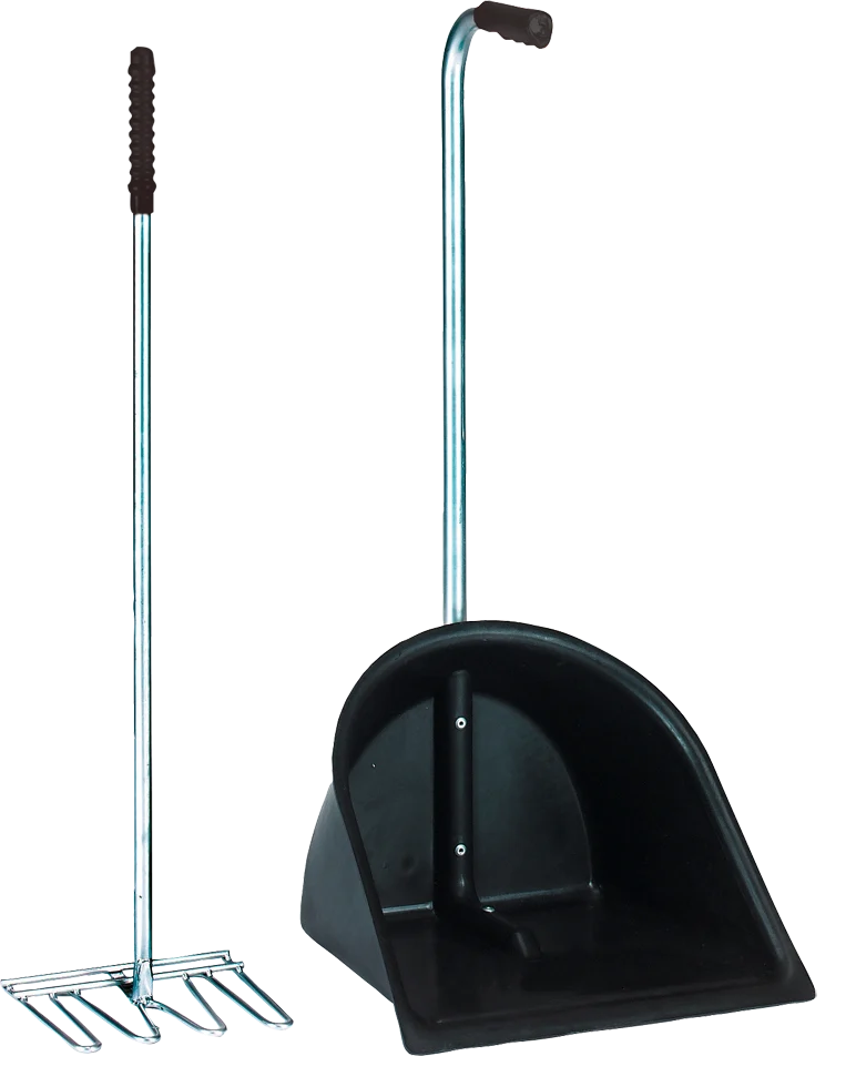 Set Mestboy nero con contenitore raccogli letame da 78 cm e rastrello da 85 cm - immagine 1