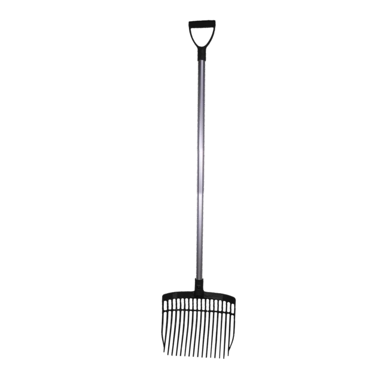 Forca per letame in plastica con manico in alluminio, 115 cm, nera – Vplast