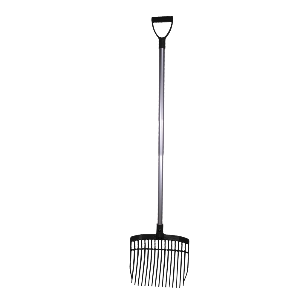 Forca per letame in plastica con manico in alluminio, 115 cm, nera – Vplast - immagine 1