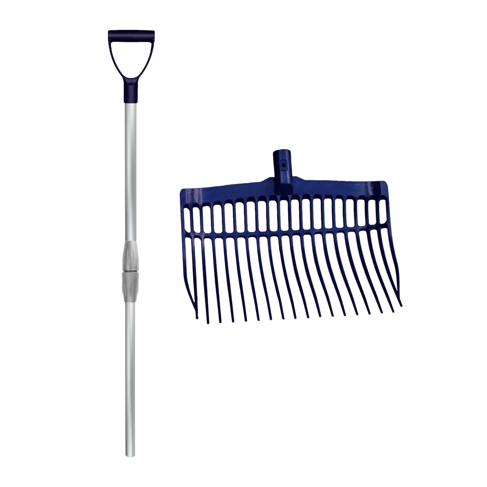 Forca da letame in plastica con manico in alluminio blu – Vplast - immagine 1