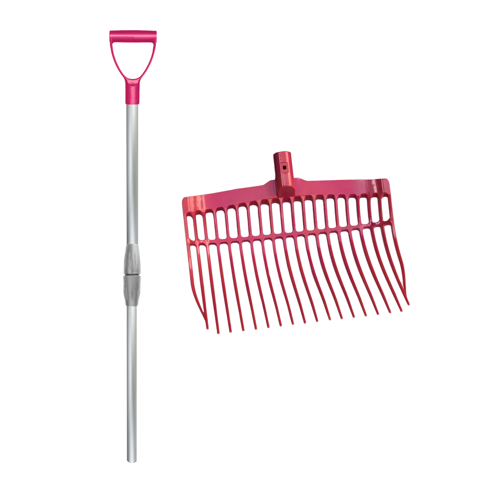 Forca per letame in plastica con manico in alluminio rosa – Vplast - immagine 2