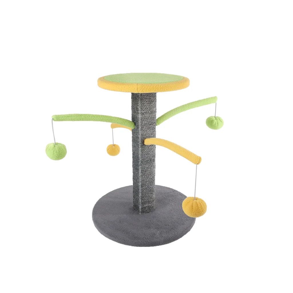 Tiragraffi con corda in sisal e palline gioco – Minus One Cat Furniture - immagine 1