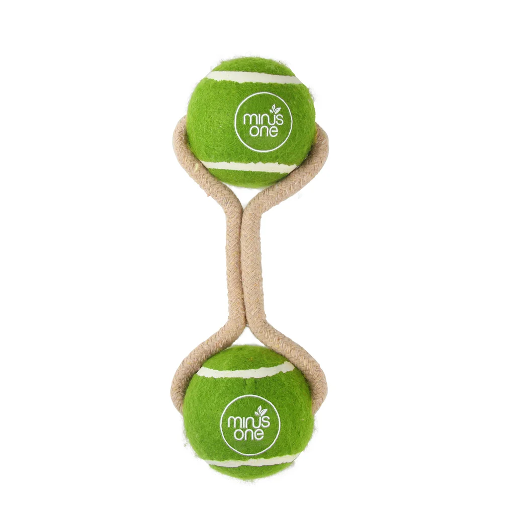Palline da Tennis con Corda, 2 Pezzi – Minus One Dog Tennis Ball Rope Toy Double Meadow - immagine 1