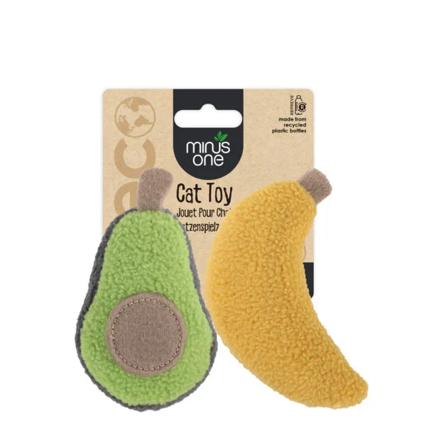 Giochi per Gatti a Forma di Frutta con Erba Gatta, Avocado e Banana, 2 Pezzi – Minus One Fruit Cat Toys Avacado & Banana
