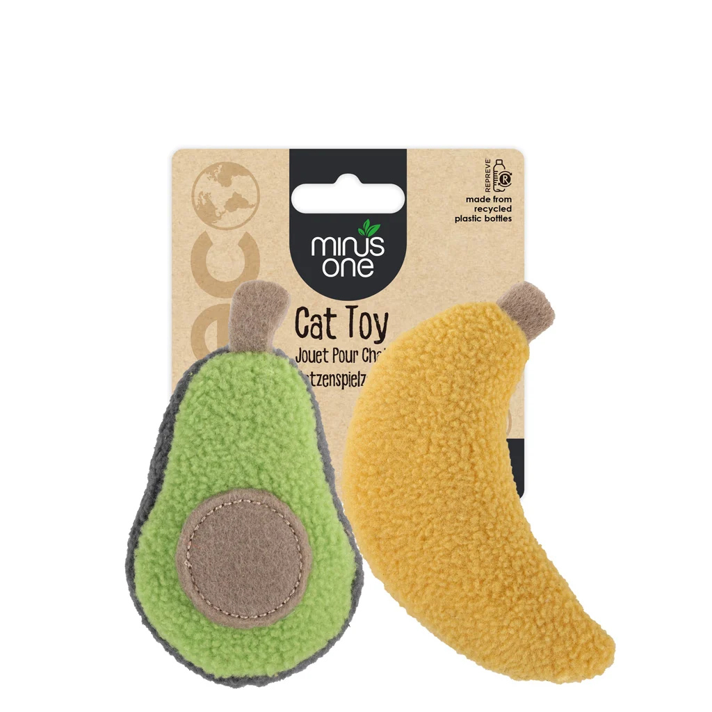 Giochi per Gatti a Forma di Frutta con Erba Gatta, Avocado e Banana, 2 Pezzi – Minus One Fruit Cat Toys Avacado & Banana - immagine 1