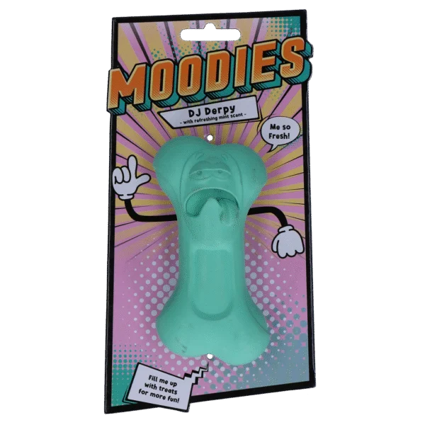 Osso da masticare per cani in gomma naturale con aroma alla menta – Moodies DJ Derpy