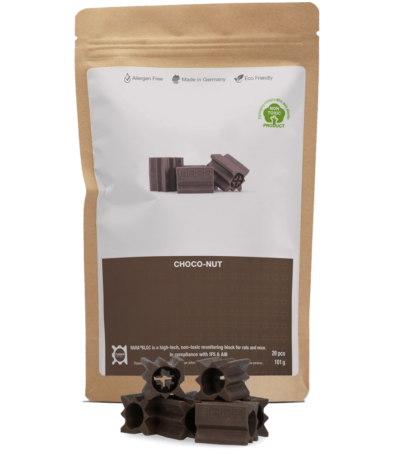 Blocco esca in plastica per topi e ratti all’aroma di cioccolato, 20 pezzi – Nara Bloc