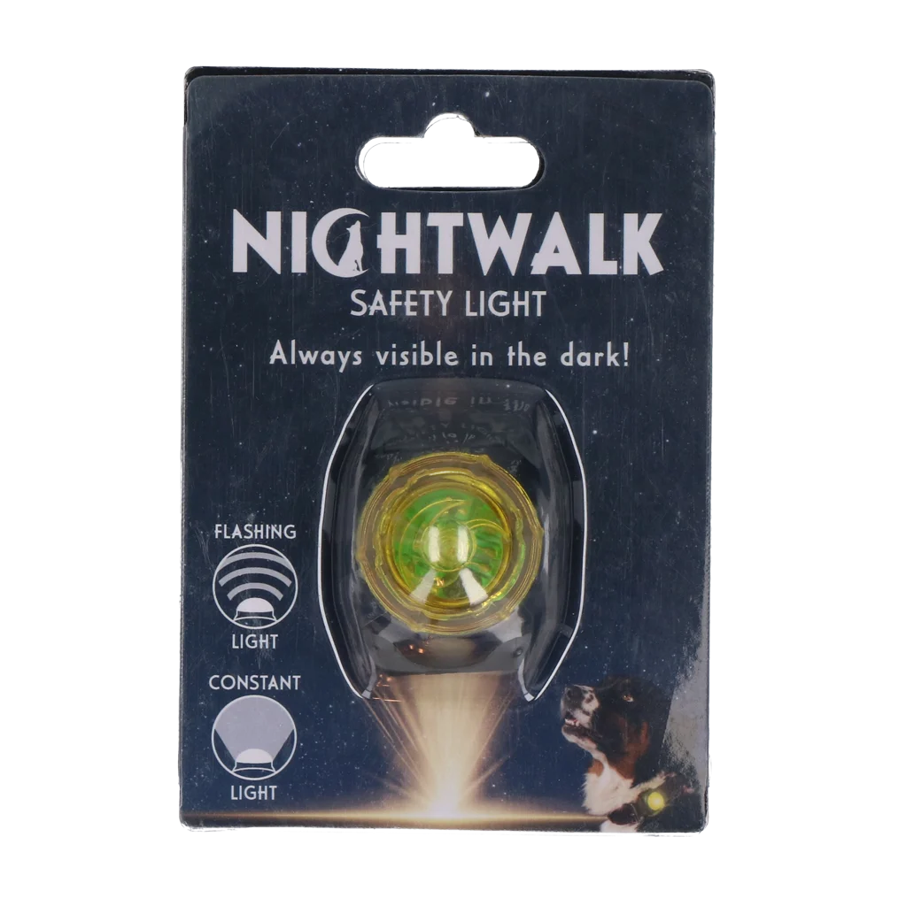 Luce di sicurezza per collare da cane, gialla, 2 modalità di illuminazione – Nightwalk Safety Light - immagine 1
