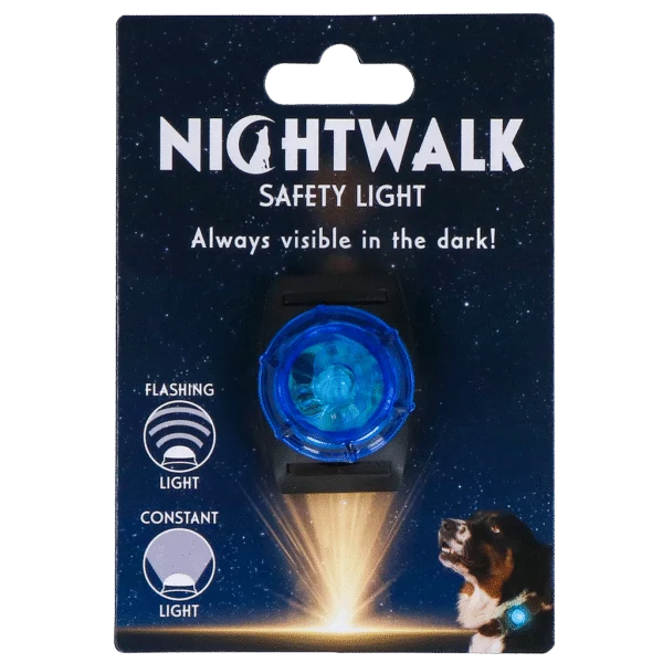 Luce di sicurezza per collare da cane, blu, 2 modalità di illuminazione – Nightwalk Safety Light