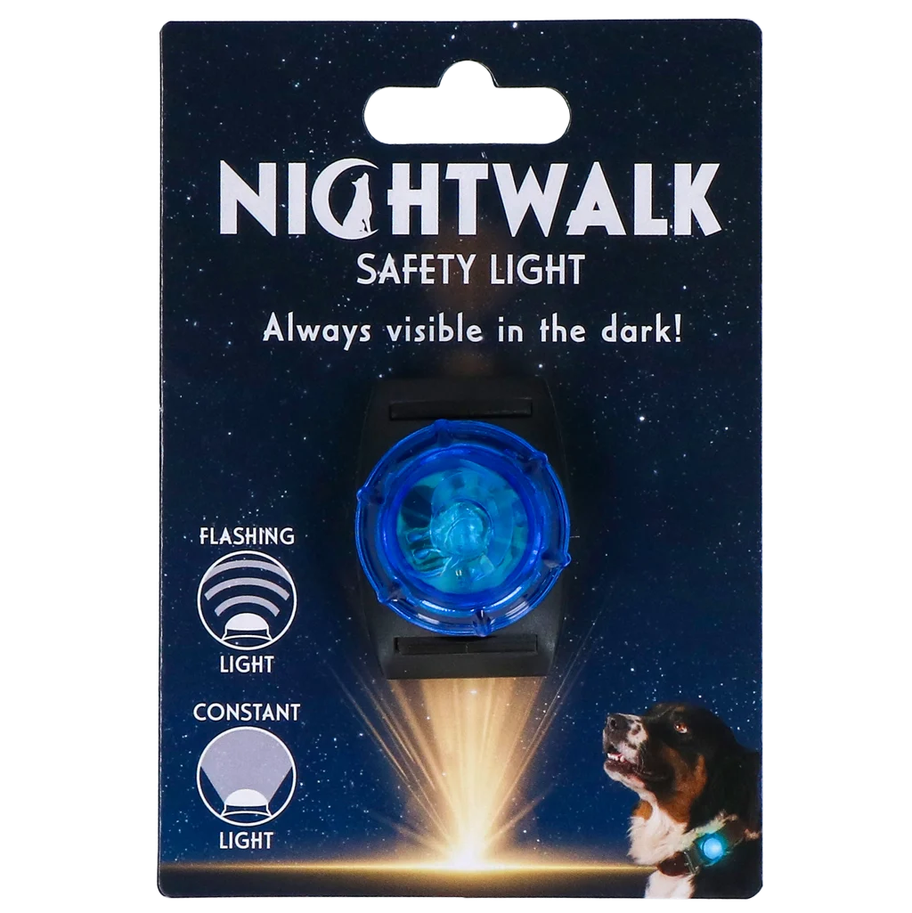 Luce di sicurezza per collare da cane, blu, 2 modalità di illuminazione – Nightwalk Safety Light - immagine 1