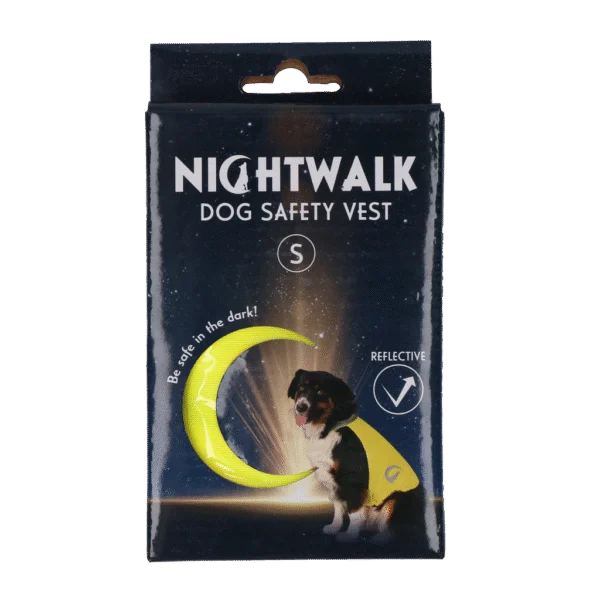 Gilet di sicurezza per cani con dettagli riflettenti e chiusura in velcro, giallo, taglia S – Nightwalk Safety Vest