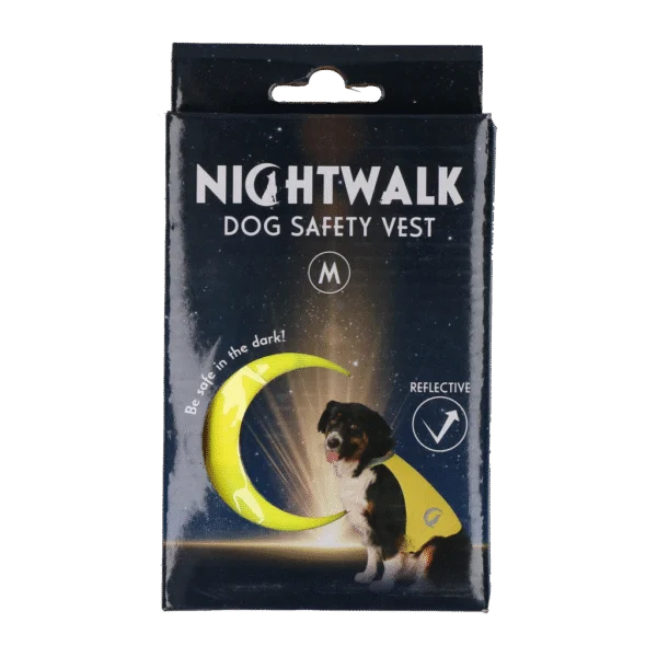 Gilet di sicurezza per cani con dettagli riflettenti e chiusura in velcro giallo M – Nightwalk Safety Vest