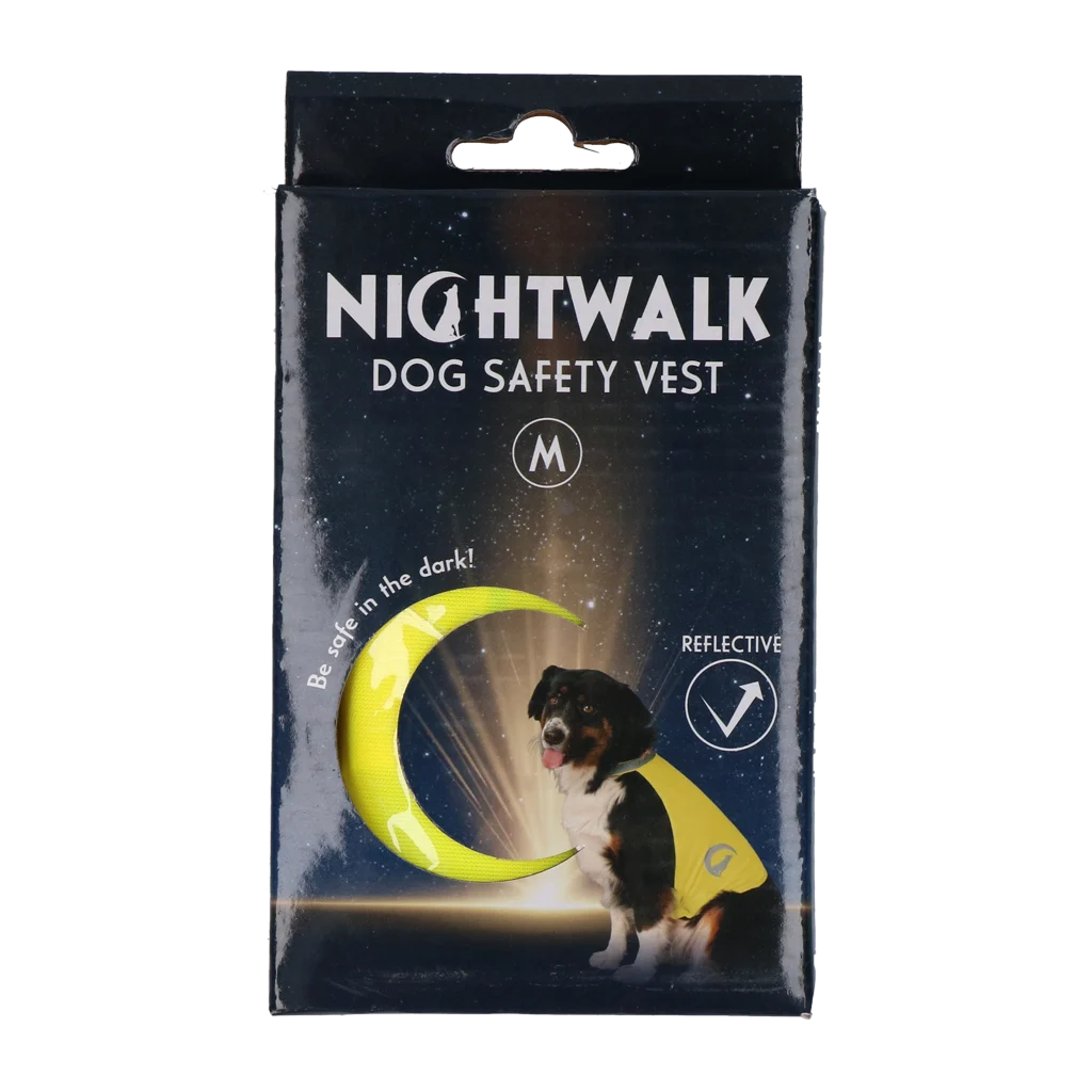 Gilet di sicurezza per cani con dettagli riflettenti e chiusura in velcro giallo M – Nightwalk Safety Vest - immagine 1