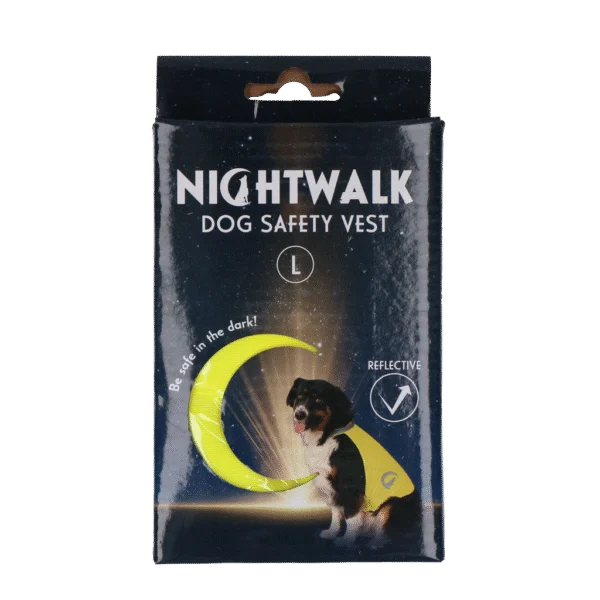 Gilet di sicurezza per cani con dettagli riflettenti e chiusura in velcro giallo L – Nightwalk Safety Vest