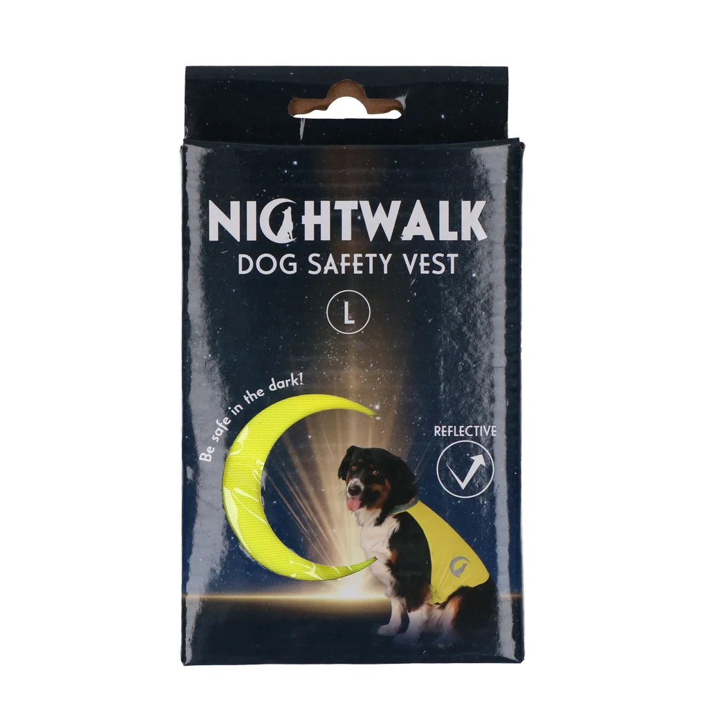 Gilet di sicurezza per cani con dettagli riflettenti e chiusura in velcro giallo L – Nightwalk Safety Vest - immagine 1