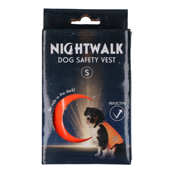 Gilet di sicurezza per cani con dettagli riflettenti e chiusura in velcro, arancione, S – Nightwalk Safety Vest