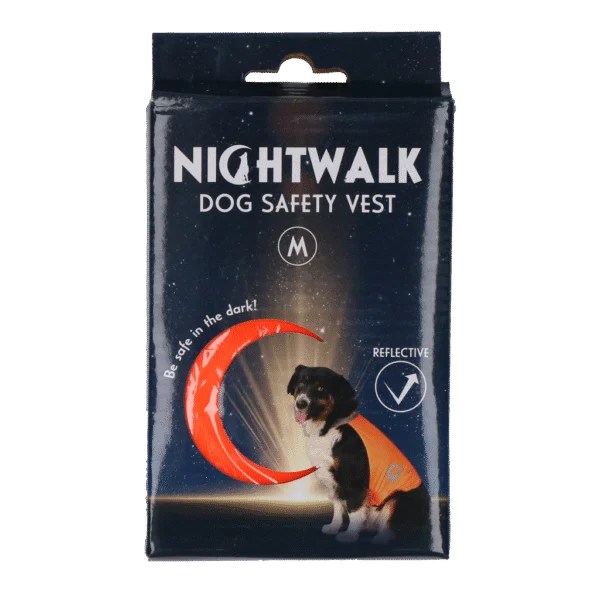 Gilet di sicurezza per cani con dettagli riflettenti e chiusura in velcro, arancione, M – Nightwalk Safety Vest