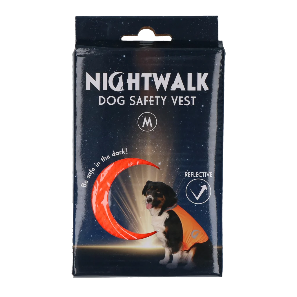 Gilet di sicurezza per cani con dettagli riflettenti e chiusura in velcro, arancione, M – Nightwalk Safety Vest - immagine 1