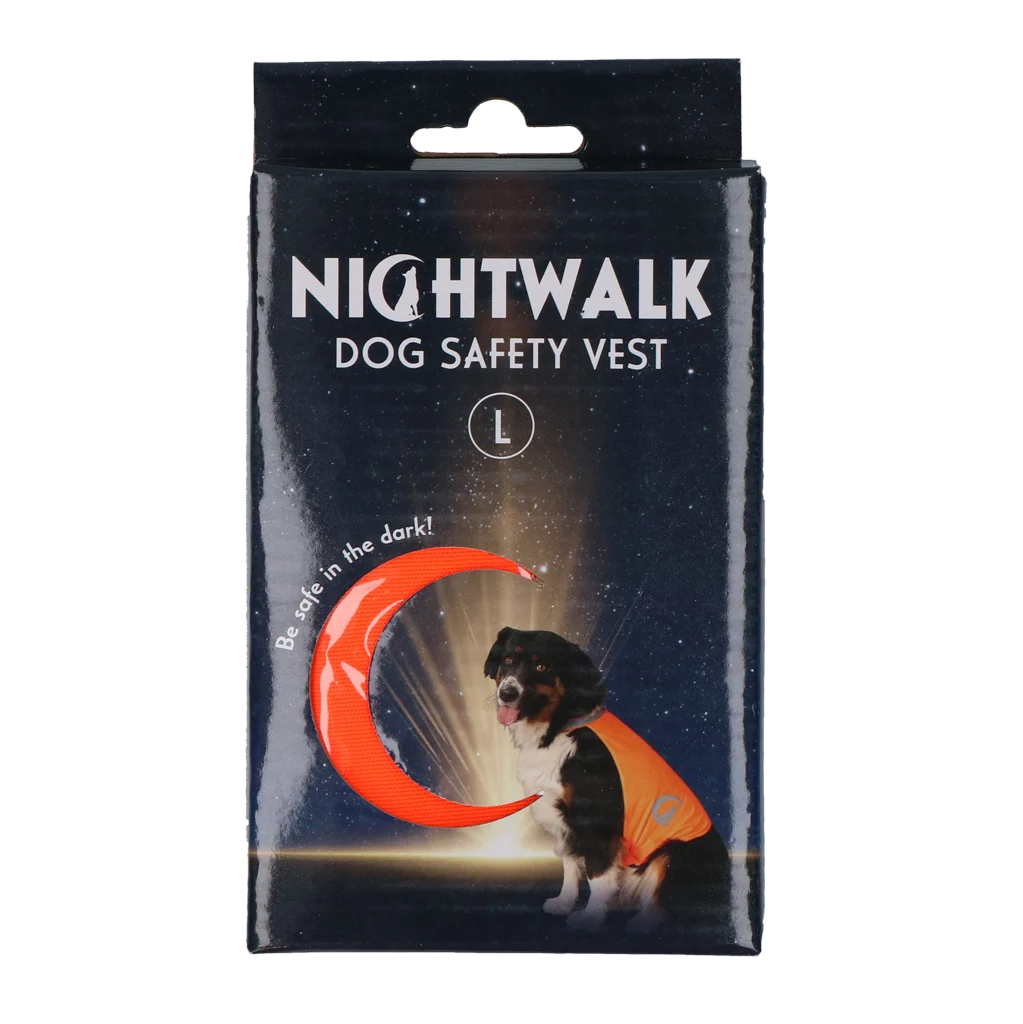 Gilet di sicurezza per cani con dettagli riflettenti e chiusura in velcro, arancione, L – Nightwalk Safety Vest - immagine 1