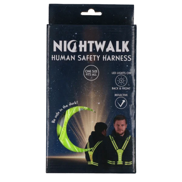 Imbracatura di sicurezza con luci LED, regolabile, gialla – Nightwalk Human Safety Harness