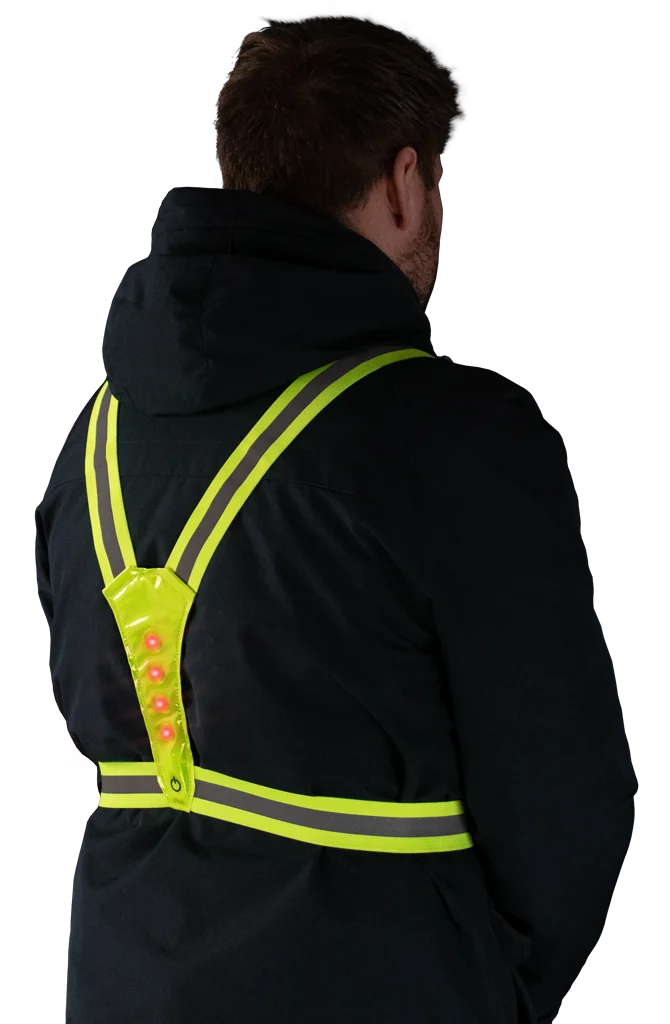 Imbracatura di sicurezza con luci LED, regolabile, gialla – Nightwalk Human Safety Harness - immagine 4