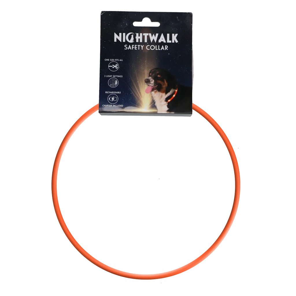 Collare luminoso ricaricabile per cani, arancione – Nightwalk Safety Collar - immagine 1