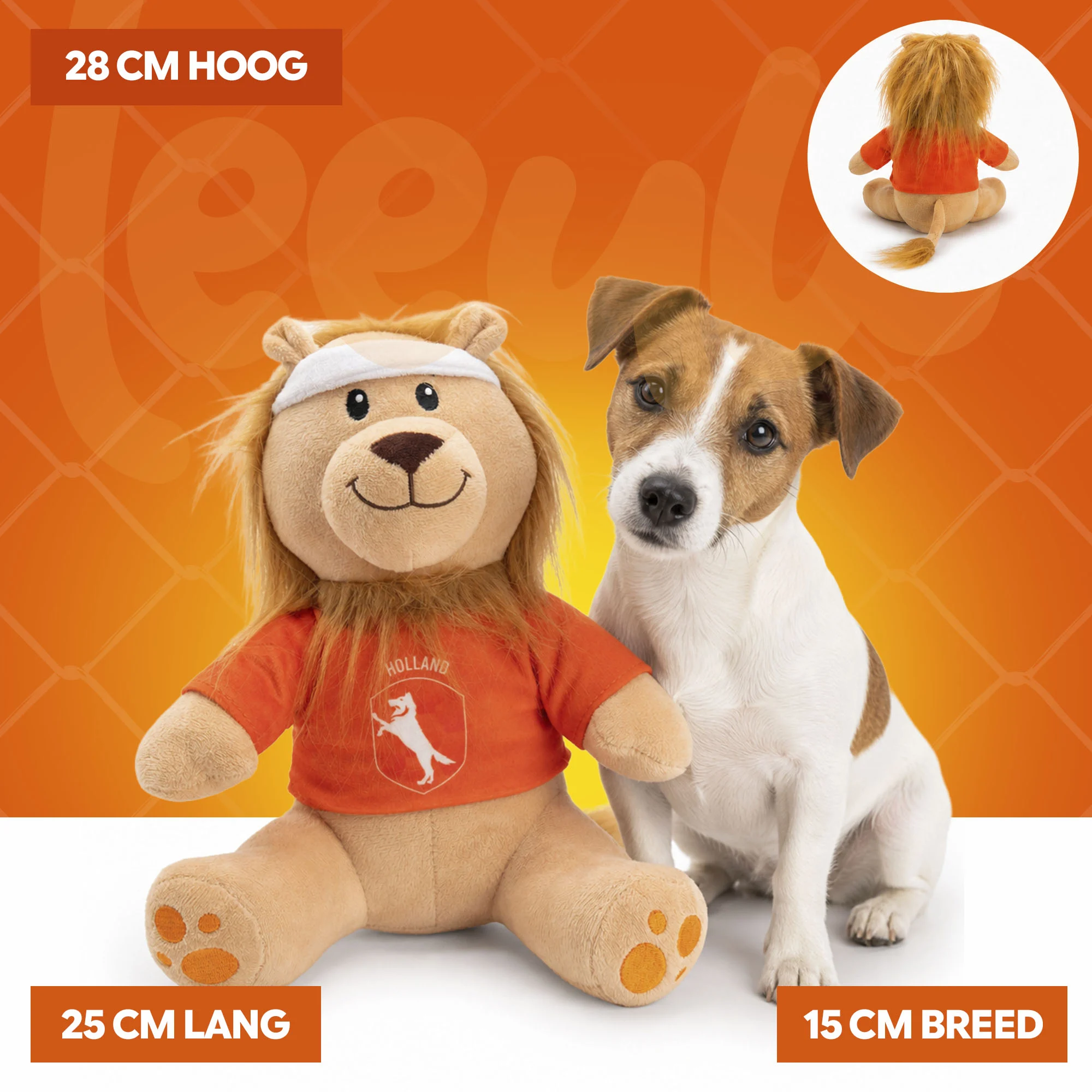 Peluche a forma di leone per cani, arancione, 28 cm – Holland Oranje Leeuw M - immagine 5