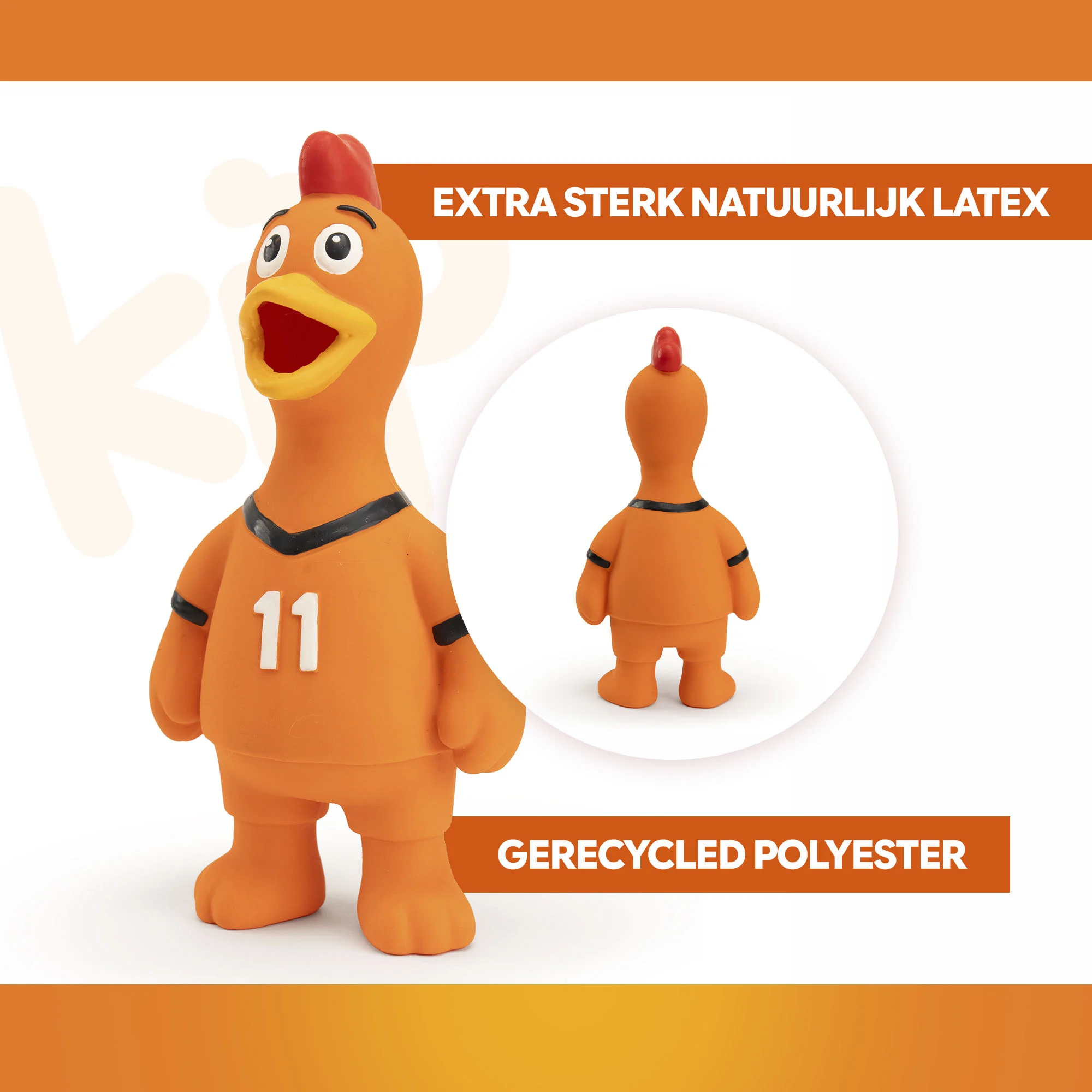 Gioco per cani in lattice a forma di gallina, arancione – Gallina WK - immagine 3