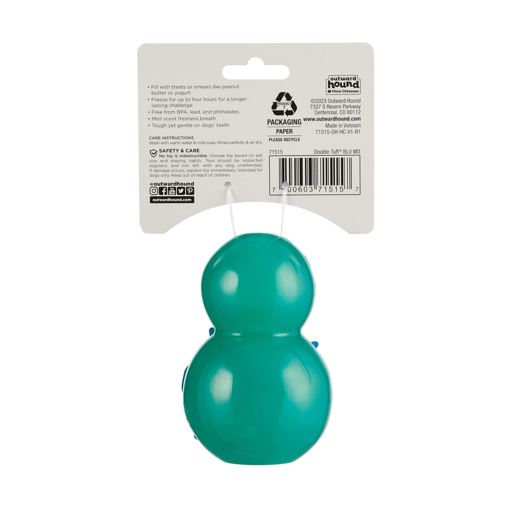 Gioco da masticare riempibile M blu, 10 x 6 cm – Outward Hound (Kyjen) Double-Tuff - immagine 2