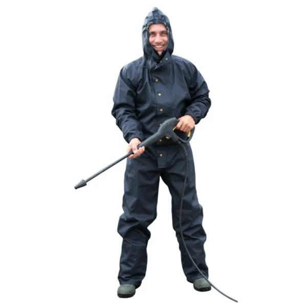 Tuta da pulizia impermeabile con cappuccio, taglia M, blu scuro – Kerbl