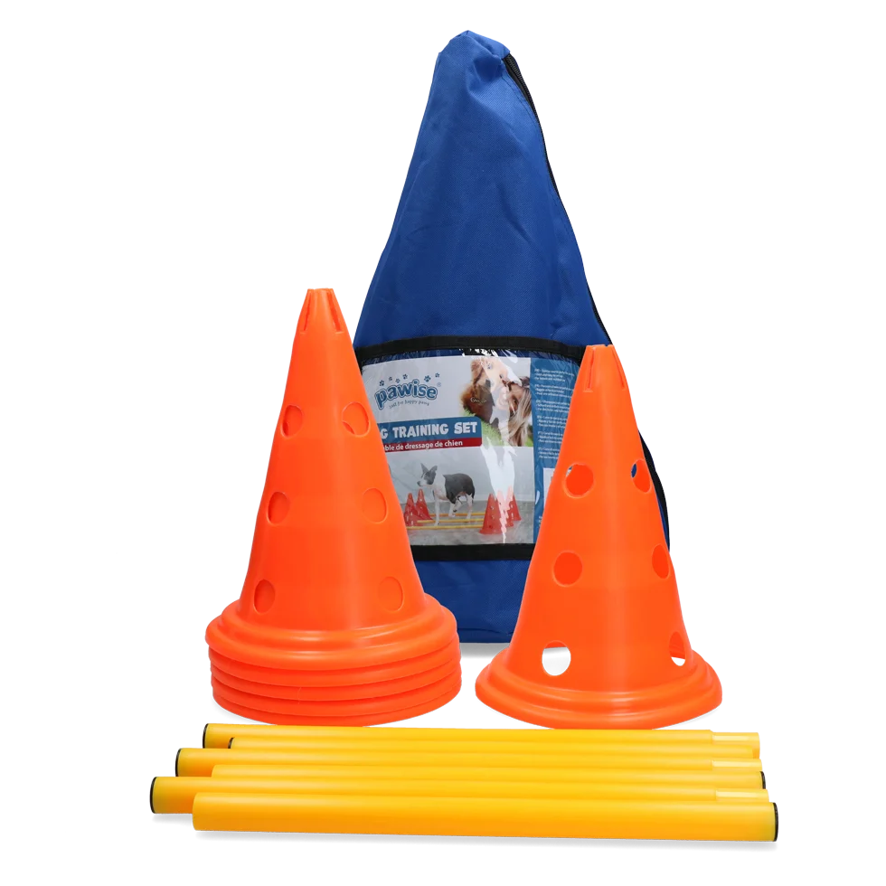 Set agility per cani con 6 coni e 3 aste – Pawise Dog Agility Training Set - immagine 1