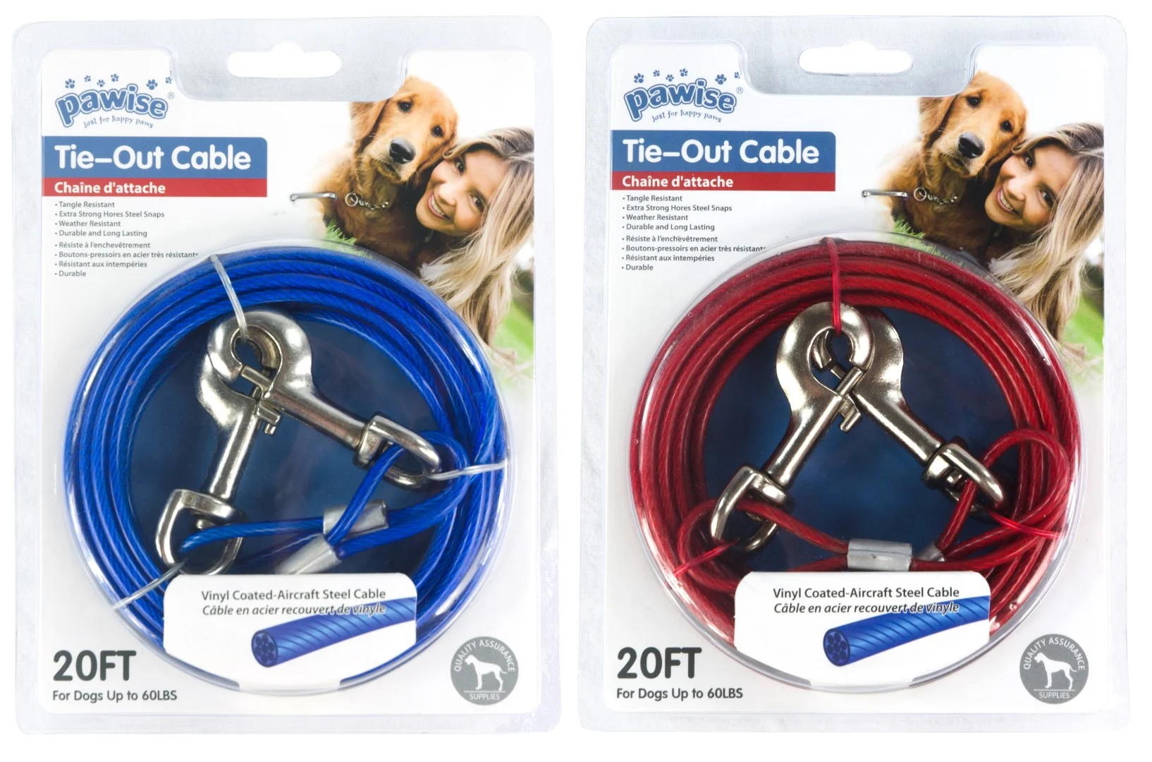 Linea di ancoraggio in cavo d’acciaio rivestito in vinile, 7 m – Pawise Tie Out - immagine 1