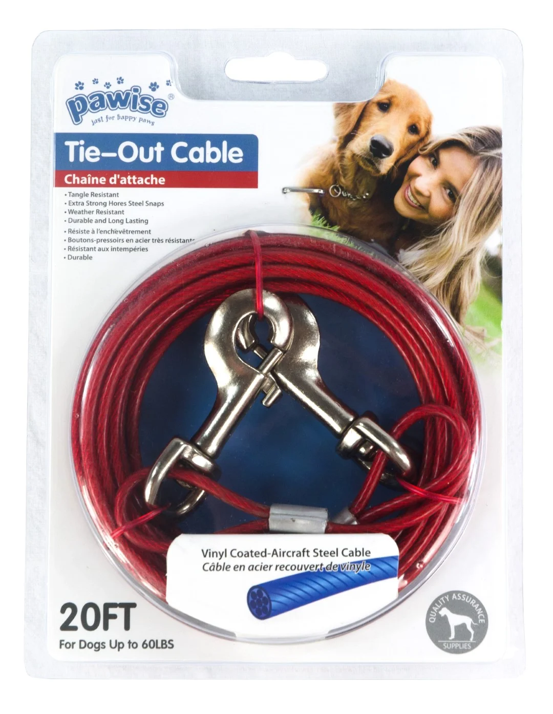 Linea di ancoraggio in cavo d’acciaio rivestito in vinile, 7 m – Pawise Tie Out - immagine 3