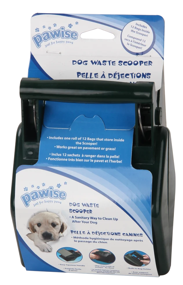 Paletta per le deiezioni del cane per erba e marciapiede, con 12 sacchetti, 13,6 x 19 cm, Pawise Waste Scooper - immagine 2