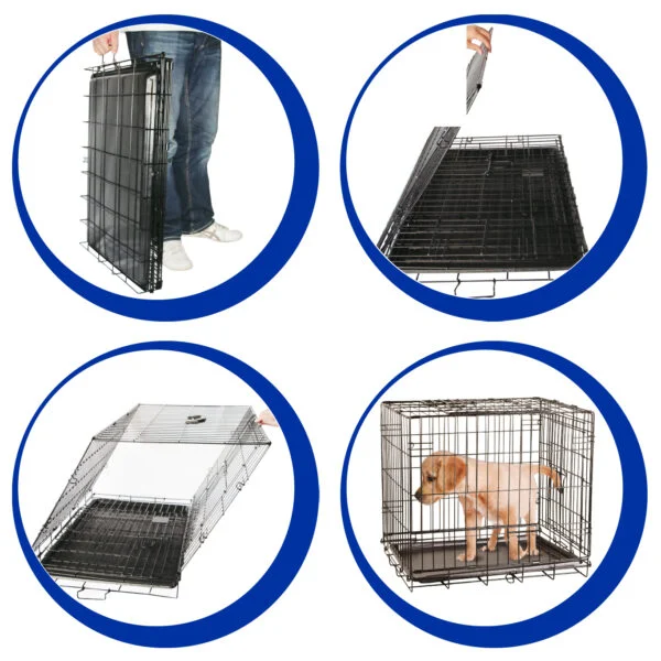 Trasportino pieghevole in filo d’acciaio per cani, 122 x 76 x 84 cm – Pawise Wire Dog Crate XXL