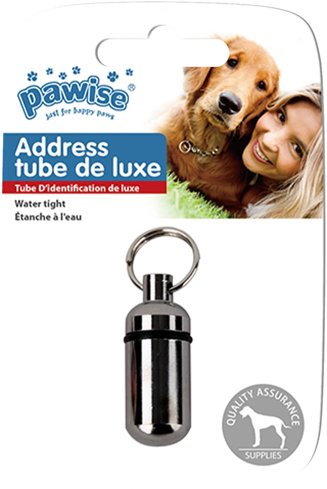 Porta indirizzo per collare, impermeabile, 36 mm – Pawise Adress Tube De Luxe - immagine 1