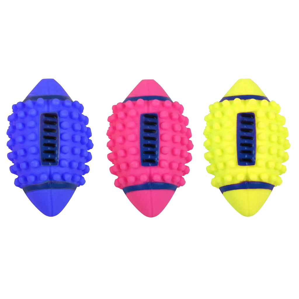 Palla da cane a forma di football in vinile con squeaker, 12,5 cm – Pawise Vinyl spiky football - immagine 1