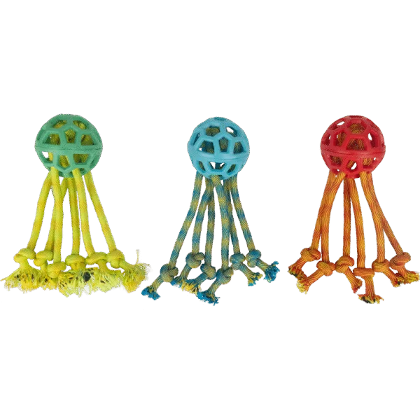 Palla per cani con corde per giochi da tirare, assortita – Pawise Play-N-Tug Rope Octopus