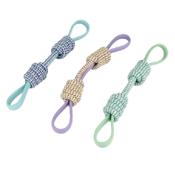 Corda da tiro per cani in plastica e corda, assortita – Pawise Play-N-Tug Twin Tug