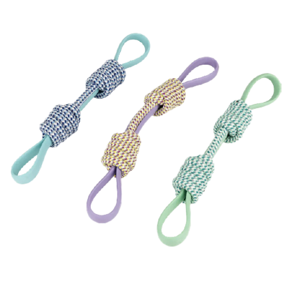 Corda da tiro per cani in plastica e corda, assortita – Pawise Play-N-Tug Twin Tug - immagine 1