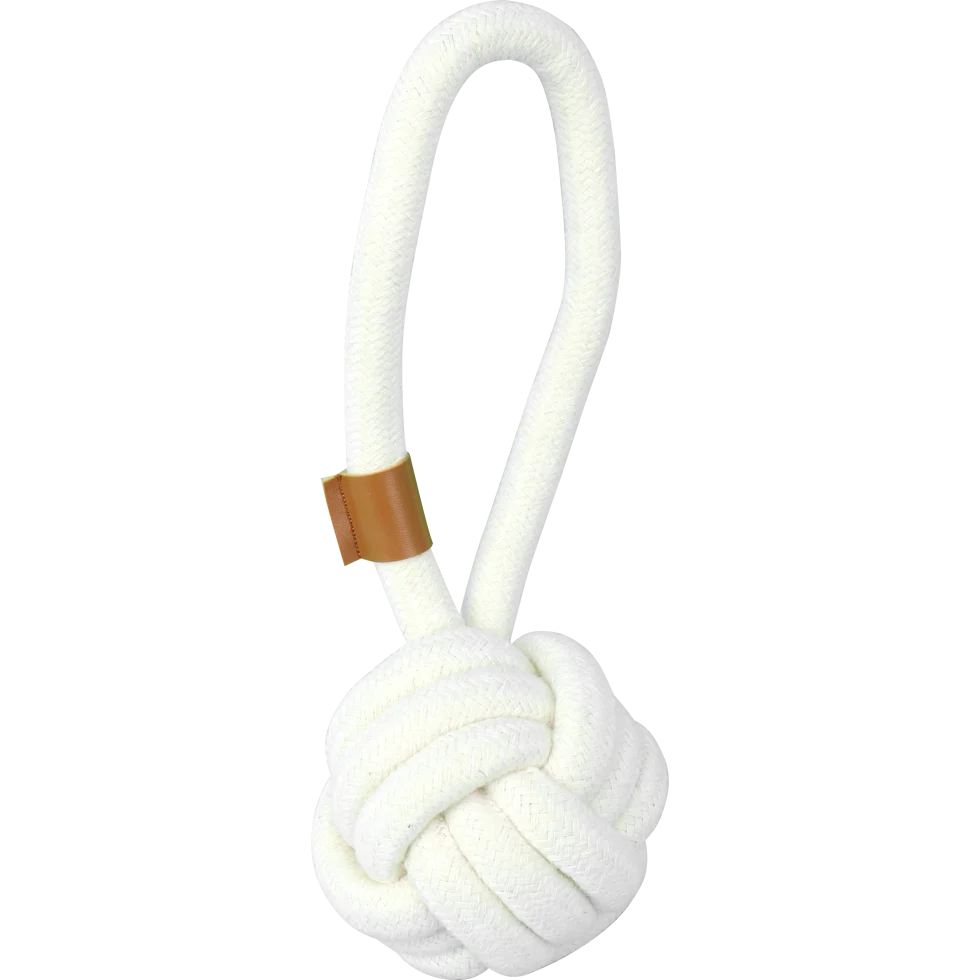 Palla per cani in corda di cotone con manico, 24 cm x Ø 9 cm – Pawise Premium, palla in corda di cotone con manico - immagine 1