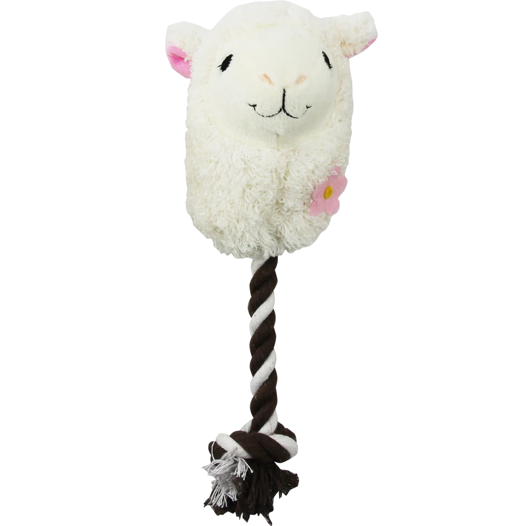 Peluche per cani a forma di alpaca con corda da gioco e squeaker, assortito – Pawise Alpaca Doll With Rope - immagine 3