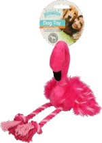 Peluche per cani a forma di fenicottero con squeaker e zampe in corda, rosa, ca. 38 x 20 x 10 cm – Pawise Flamingo L