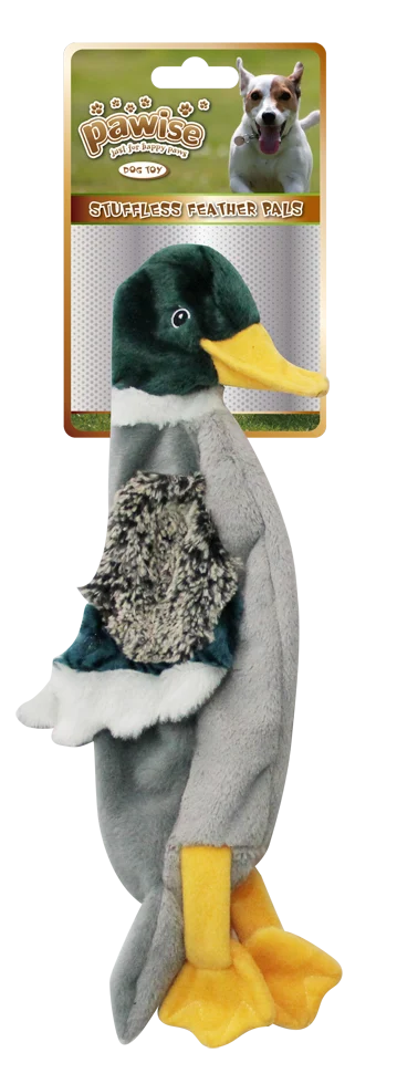Peluche per cani a forma di anatra L senza imbottitura con squeaker, 45 cm – Pawise Stuffless Feather Pals - immagine 1