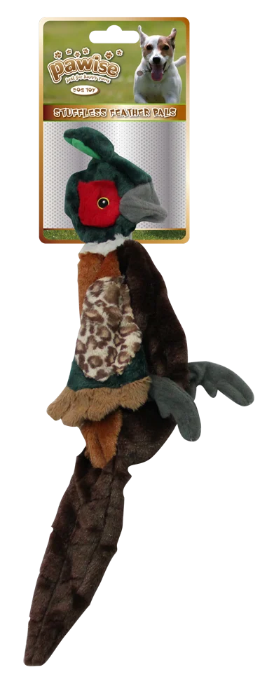 Peluche per cani a forma di fagiano S senza imbottitura con squeaker, 37 cm – Pawise Stuffless Feather Pals - immagine 1