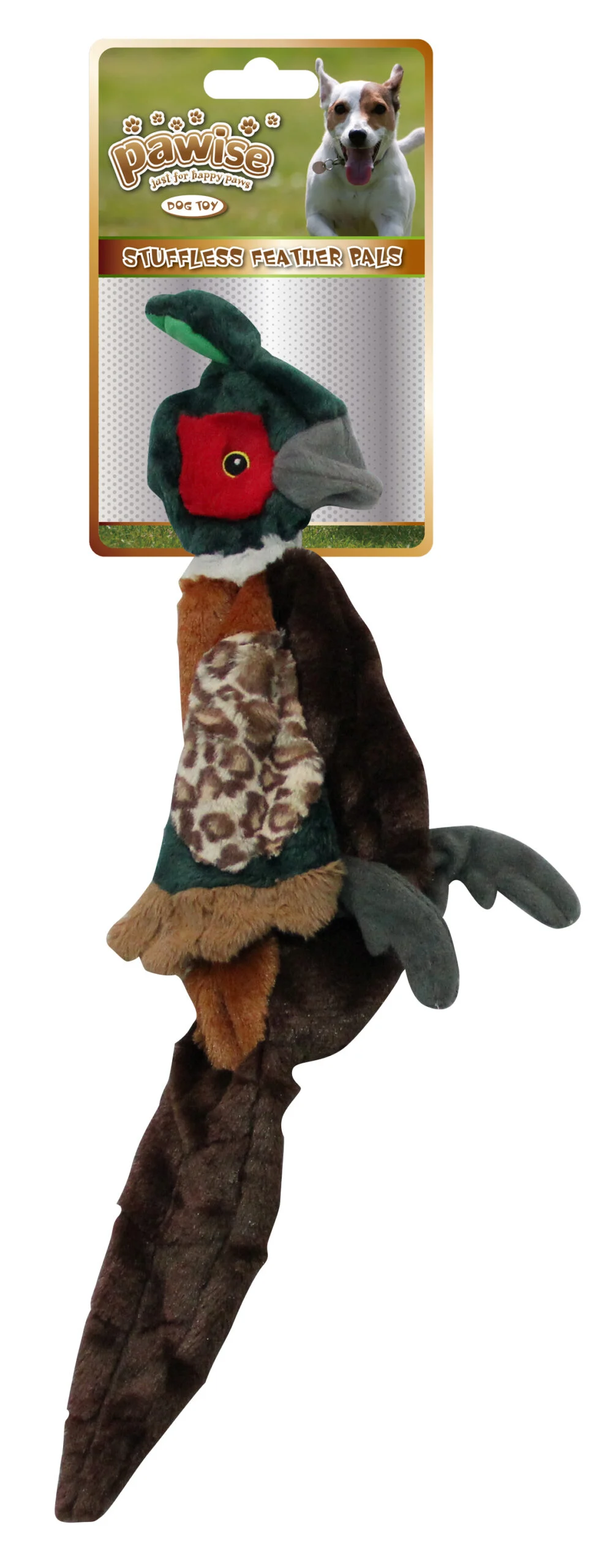 Peluche per cani a forma di fagiano L senza imbottitura con squeaker, 52 cm – Pawise Stuffless Feather Pals - immagine 1