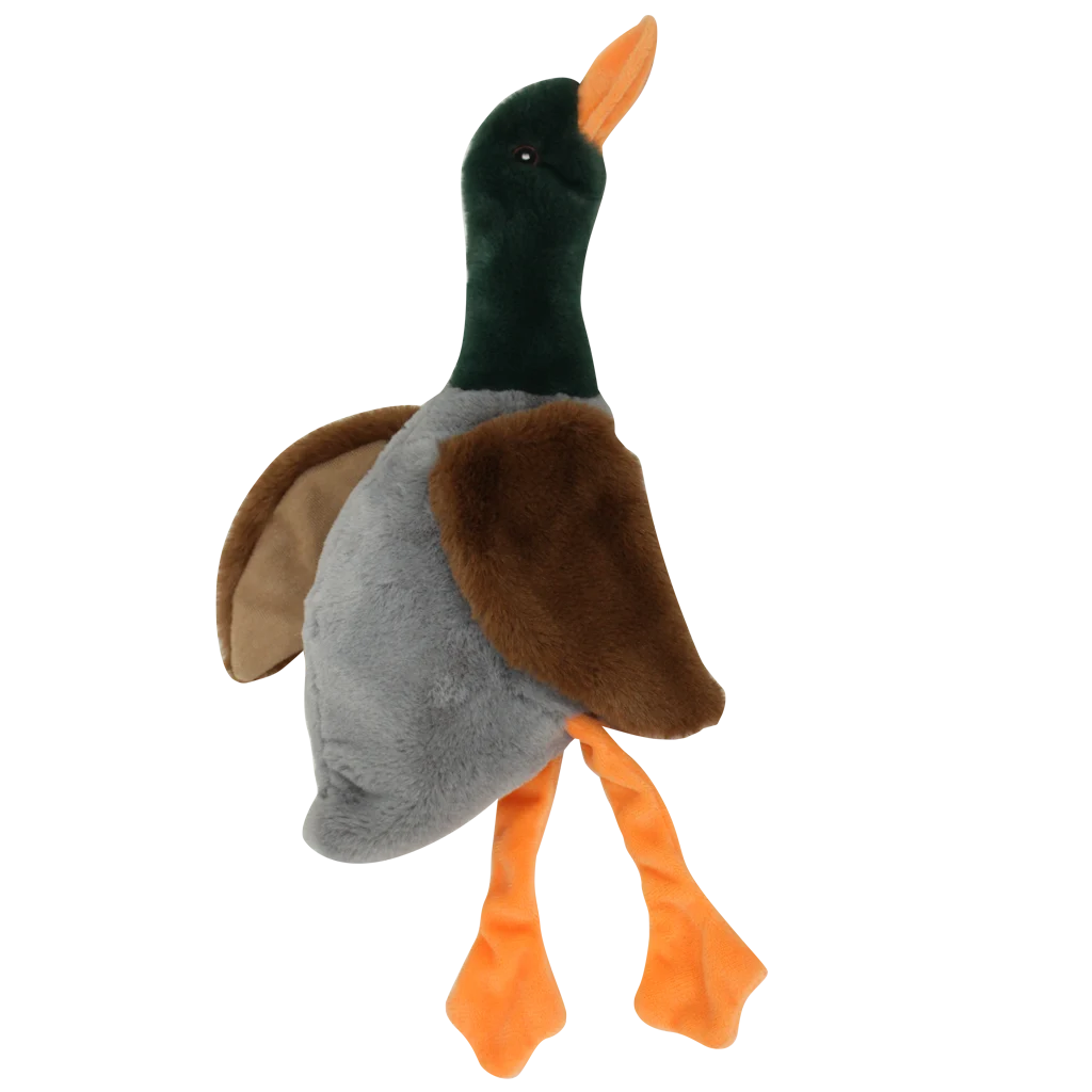 Peluche per cani a forma di anatra senza imbottitura con squeaker, 37 cm – Pawise Stuffless Duck With Big Squeaker - immagine 1