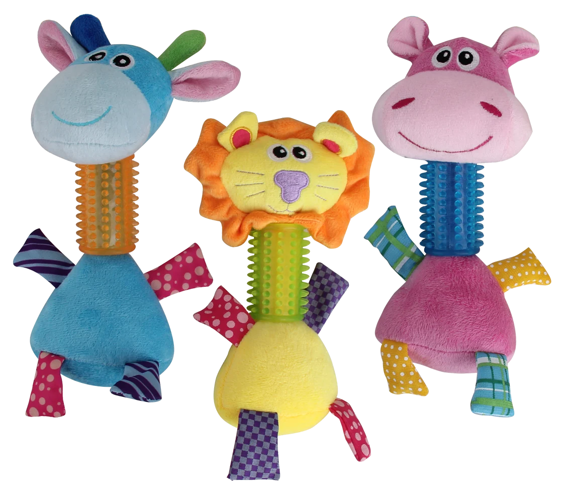 Peluche per cani a forma di ippopotamo con gioco sonoro, 26 cm – Pawise Puppy Long Neck Ippopotamo - immagine 1