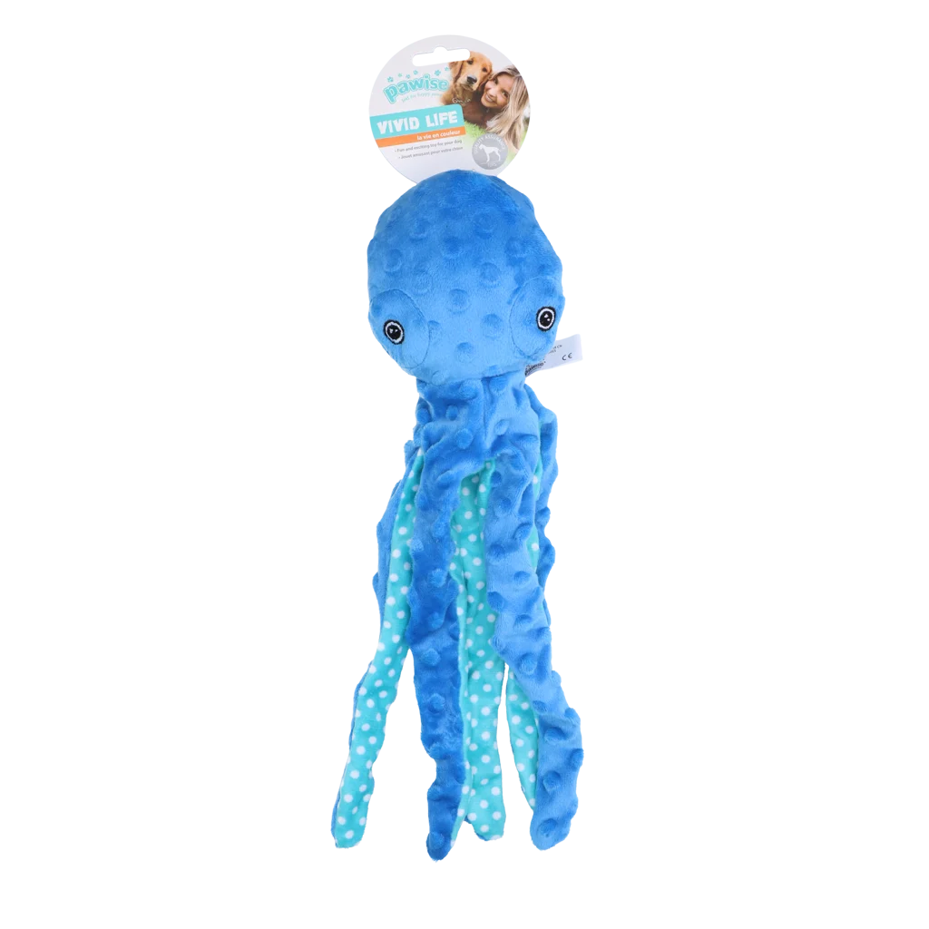 Peluche per cani a forma di polpo con squeaker, assortito, S – Pawise Multicolor Plush Octopus (3 colour assorted) S - immagine 3